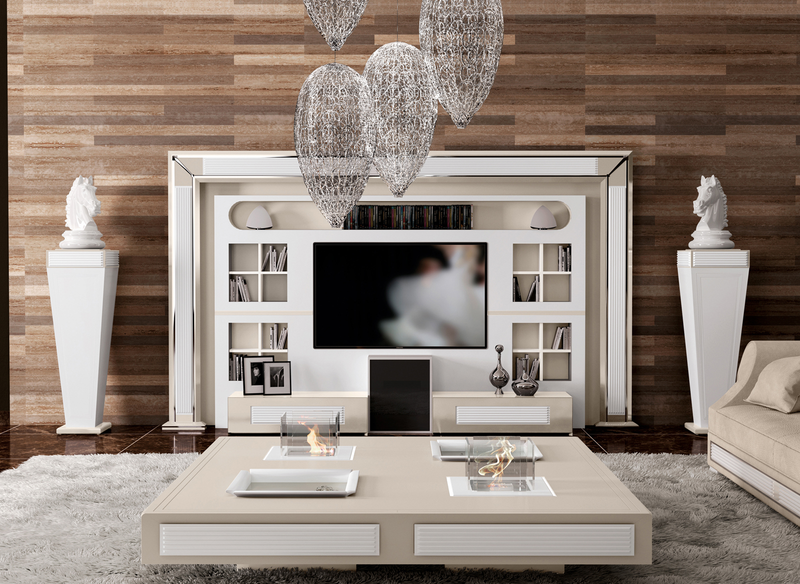 Luxury tv wall unit designed and produced by vismara design Parete tv design