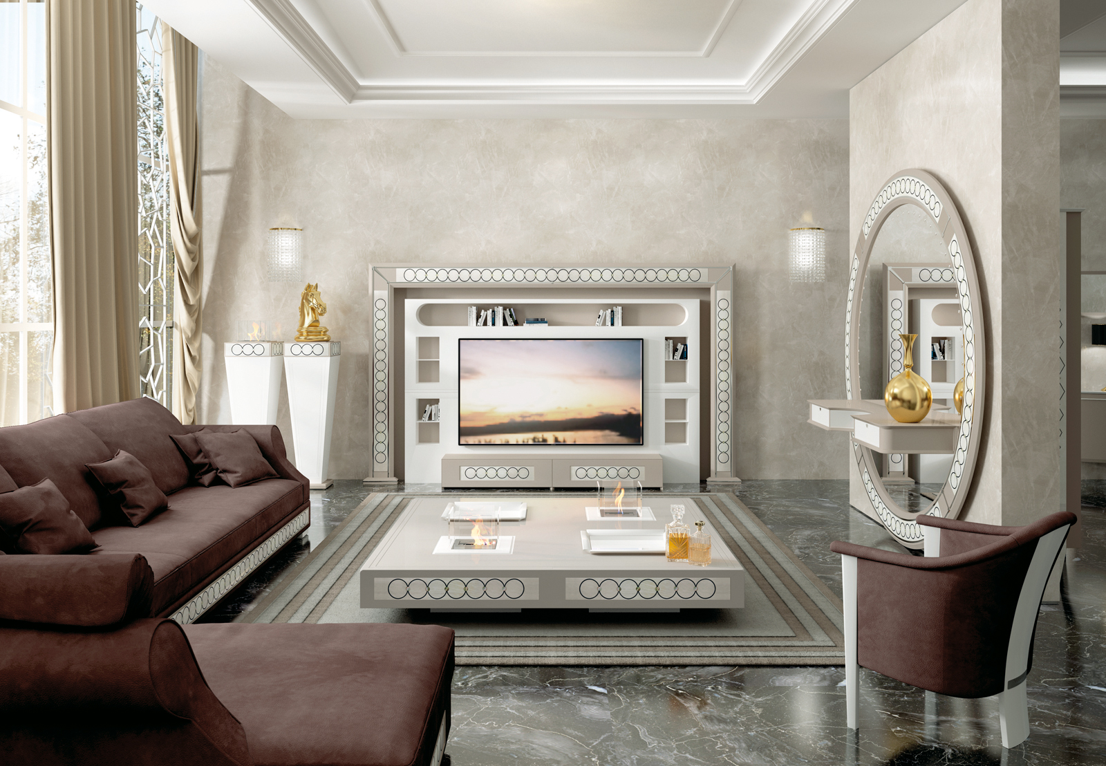 Luxury tv wall unit designed and produced by vismara design Parete tv design