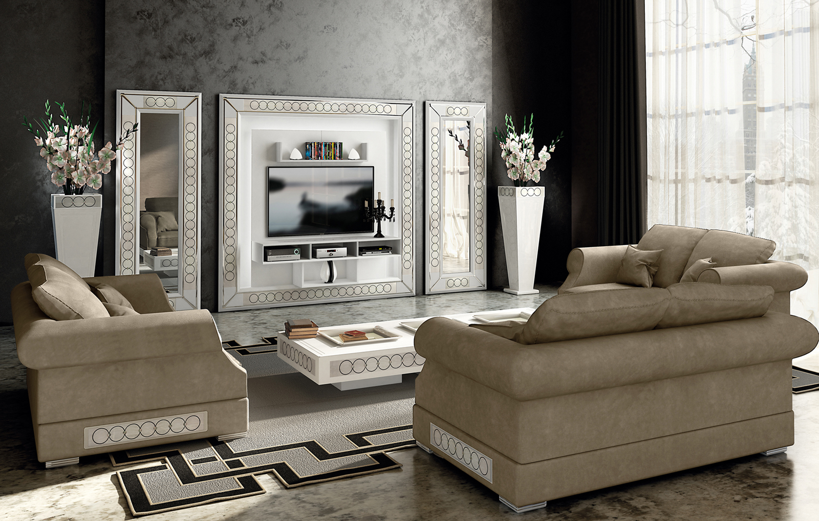 Pareti attrezzate di lusso per soggiorno di vismara design Mobile parete tv