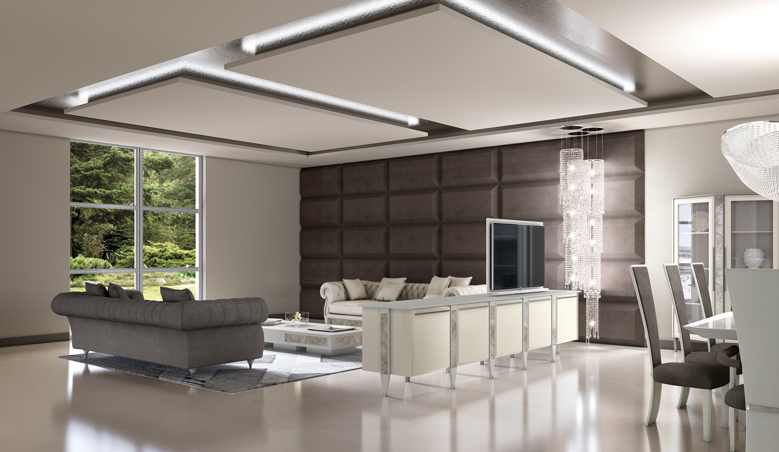 Tv swivel stand for luxury room made in italy