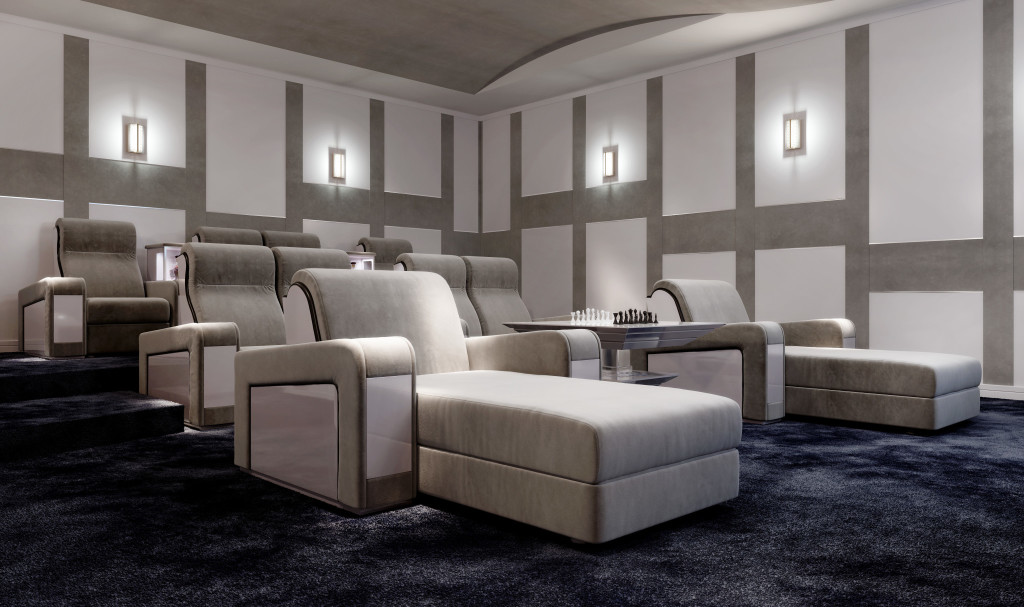 Home cinema room with cinema daybed for luxury villas 
