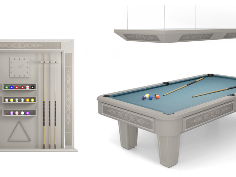 Luxury pool table complete of cue rack and billiard accessories