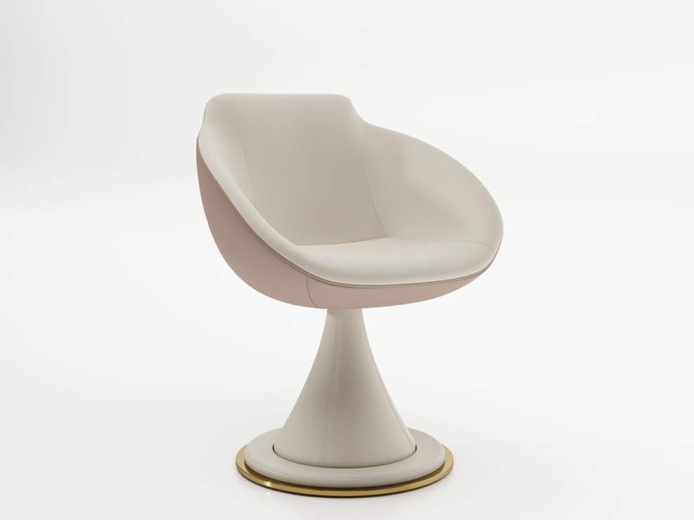 Luxury swivel chair in leather made in Italy