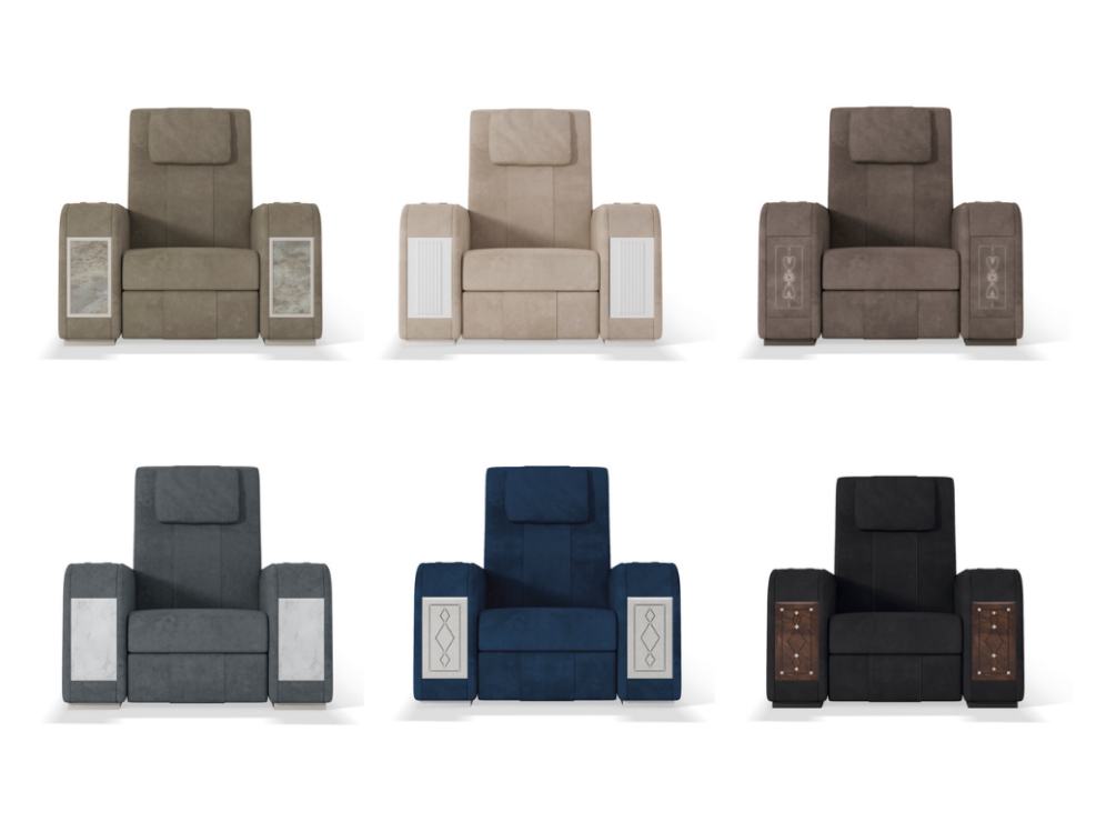Home cinema seating available in different colours