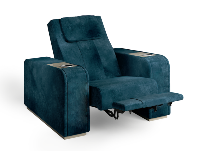 Movie theater reclining seat in blue colour