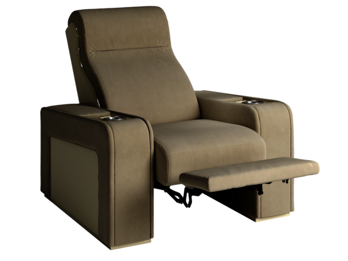 Home theater seating in brown leather