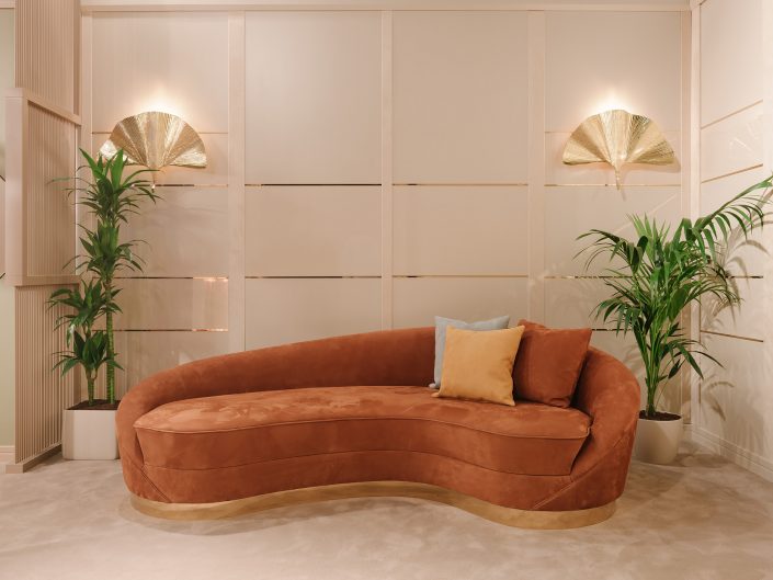 curved leather sofa made in italy by Vismara