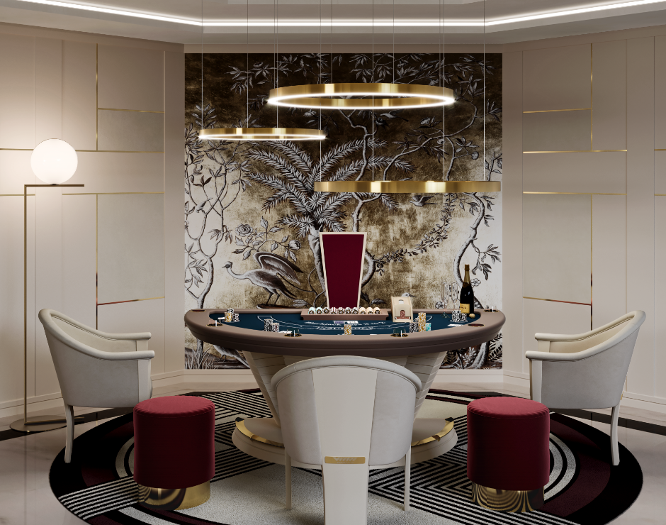 luxury game room with blackjack table