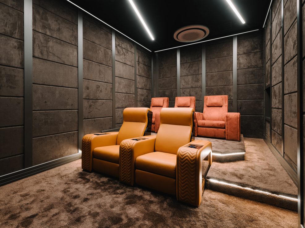 Luxury Home Theater room by Vismara Design and Samsung