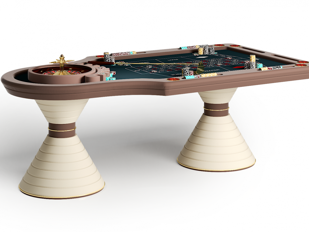 luxury roulette table in wood and steel