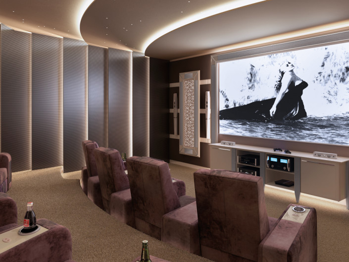luxury home theater room designed by italian company Vismara