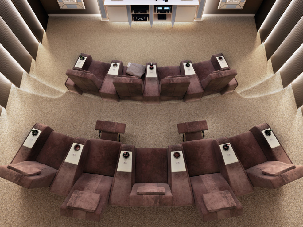 cinema room furnished with reclining seats by Vismara Design
