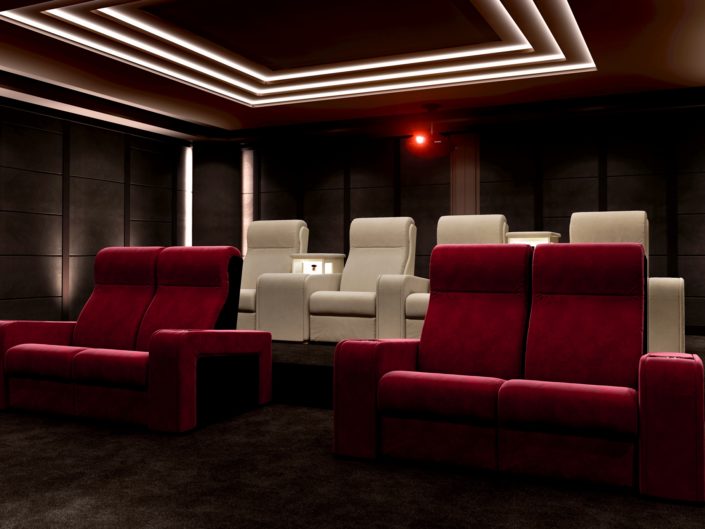 Turnkey modern home cinema made in Italy by Vismara