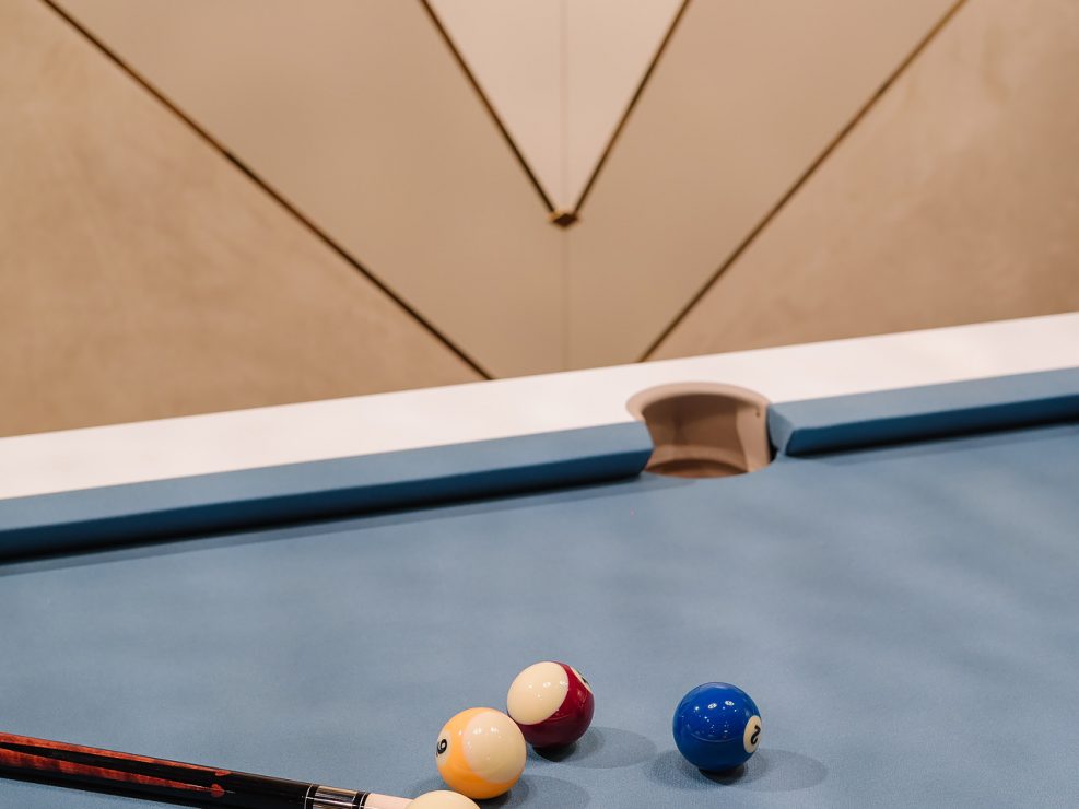 Professional Pool Table with balls and cues