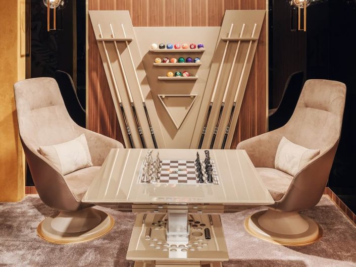 Luxury Game Room with Chess Table