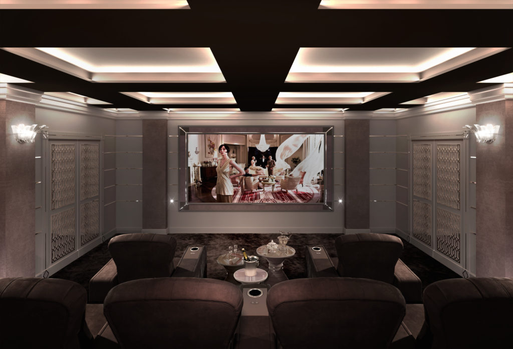 Luxury home cinema room in Shanghai with home cinema seating