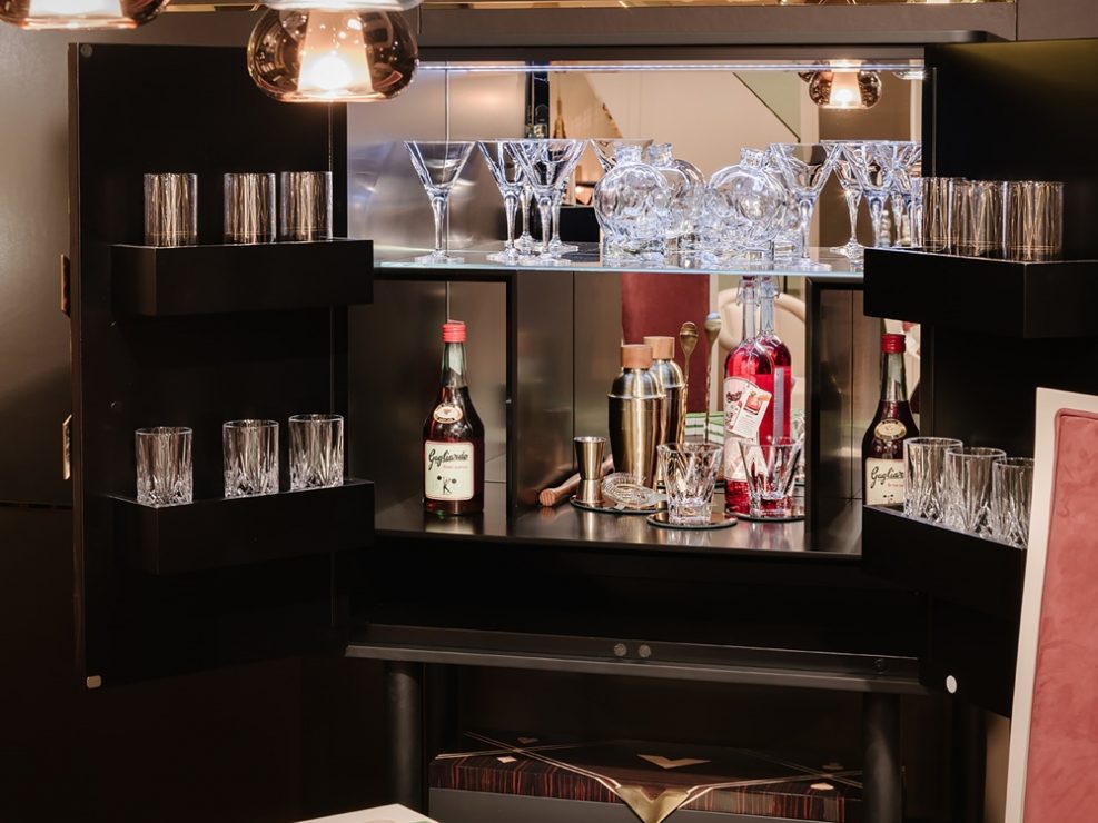 luxury bar cabinet with wooden doors