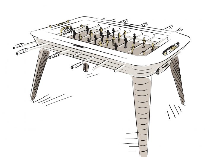 Sketchbook of Foosball Table Designed in Italy