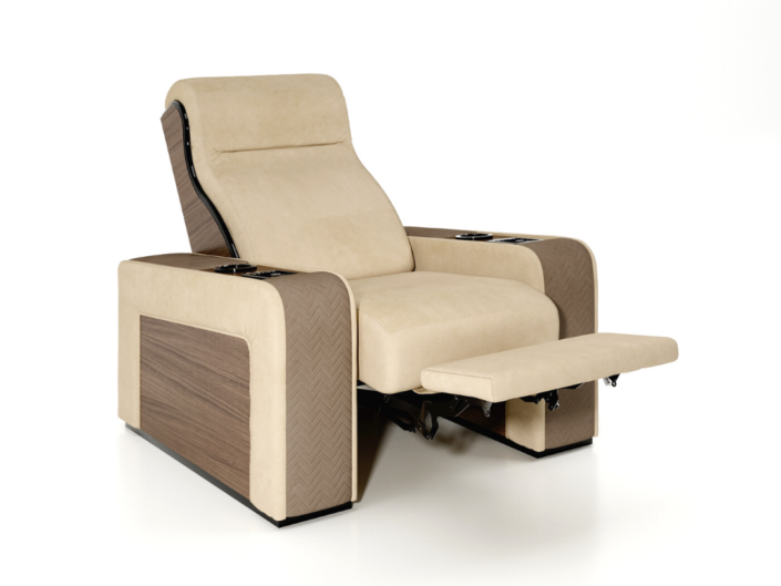 Reclining cinema chair in double colours leather