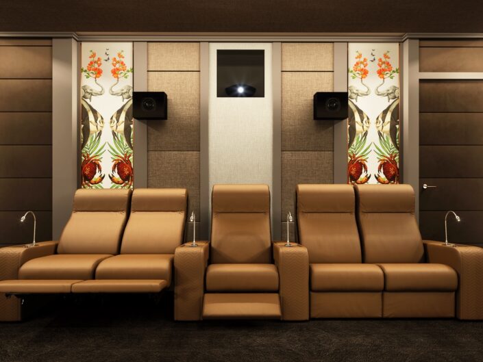 home cinema with orange seating