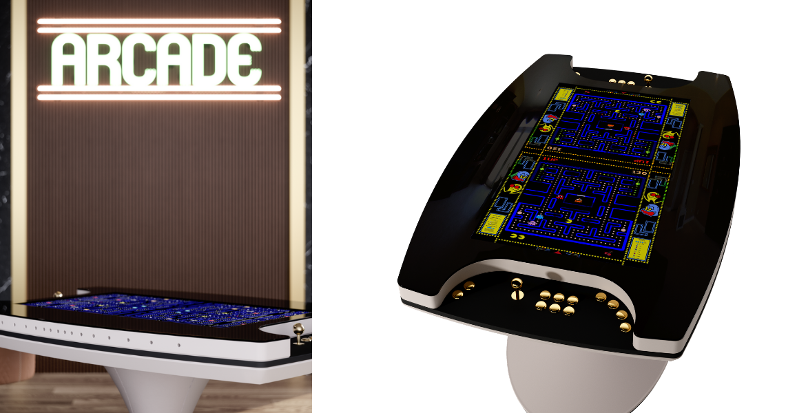 High-end videogames arcade table produced by Vismara Design
