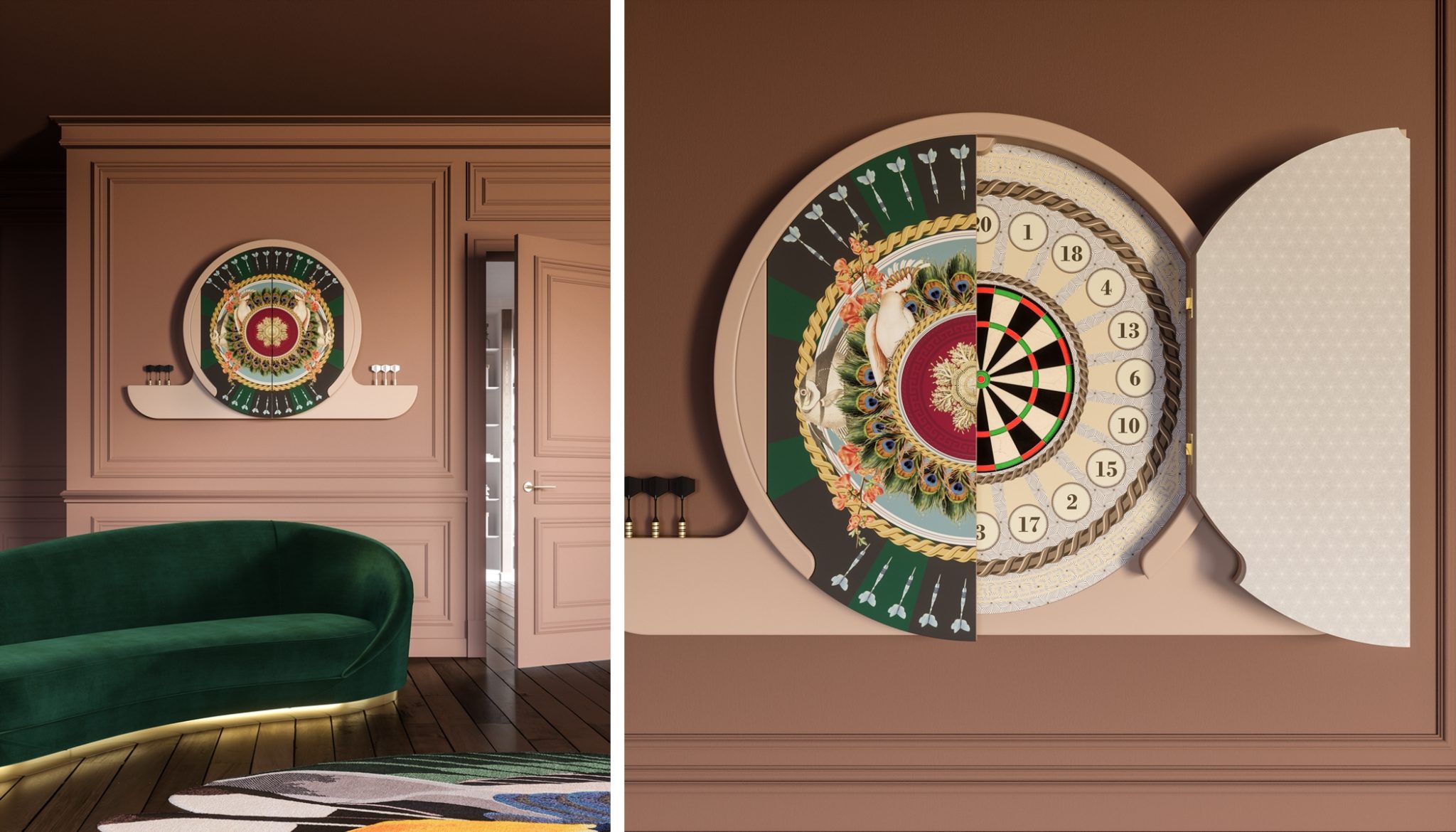 Modern Dartboard Cabinet made in Italy