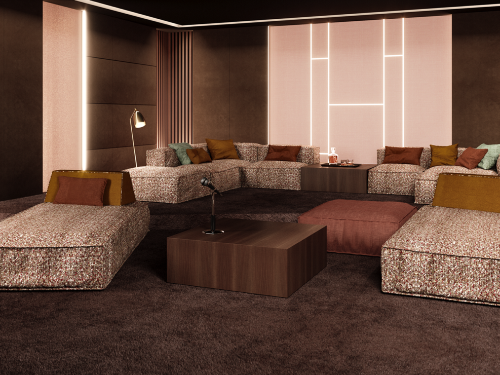 divani componibili per sala cinema privata Vismara
