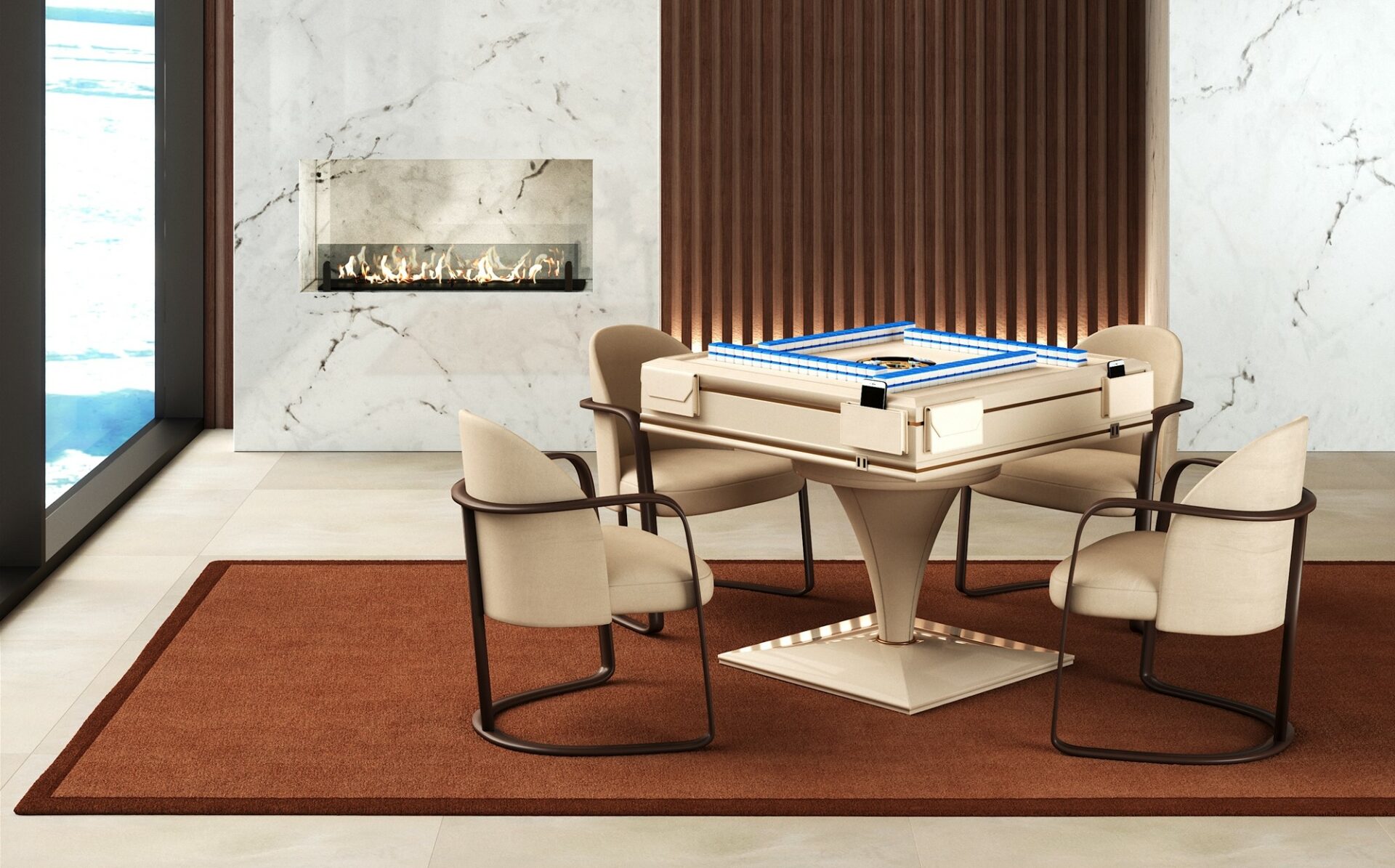 tavolo da Mahjong moderno con sedie made in italy