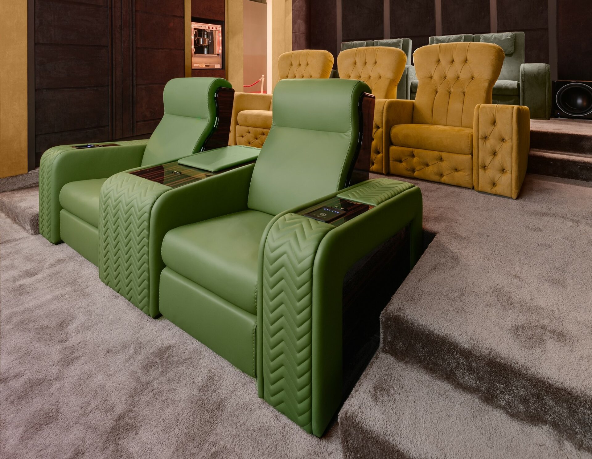 home cinema chair with reclining in leather